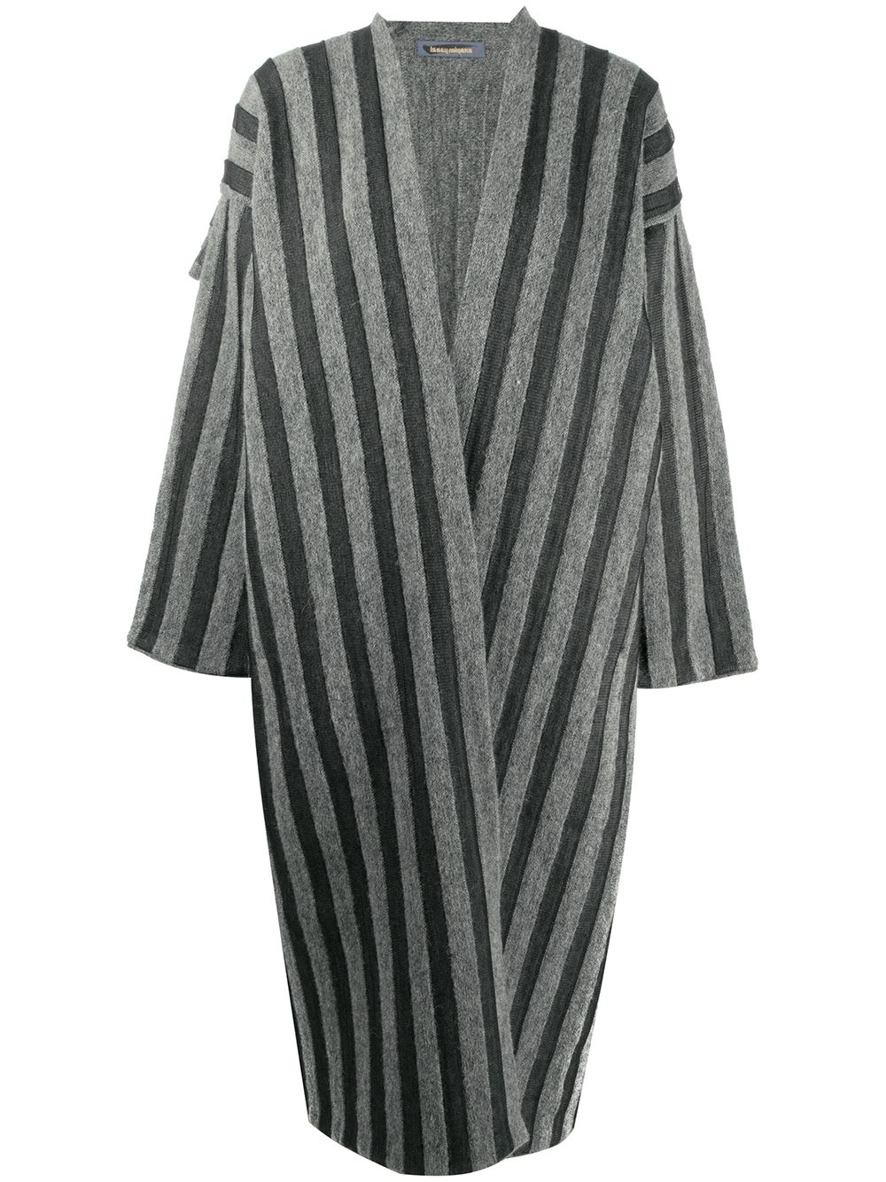 Issey Miyake Pre-Owned 条纹开襟大衣 - 灰色