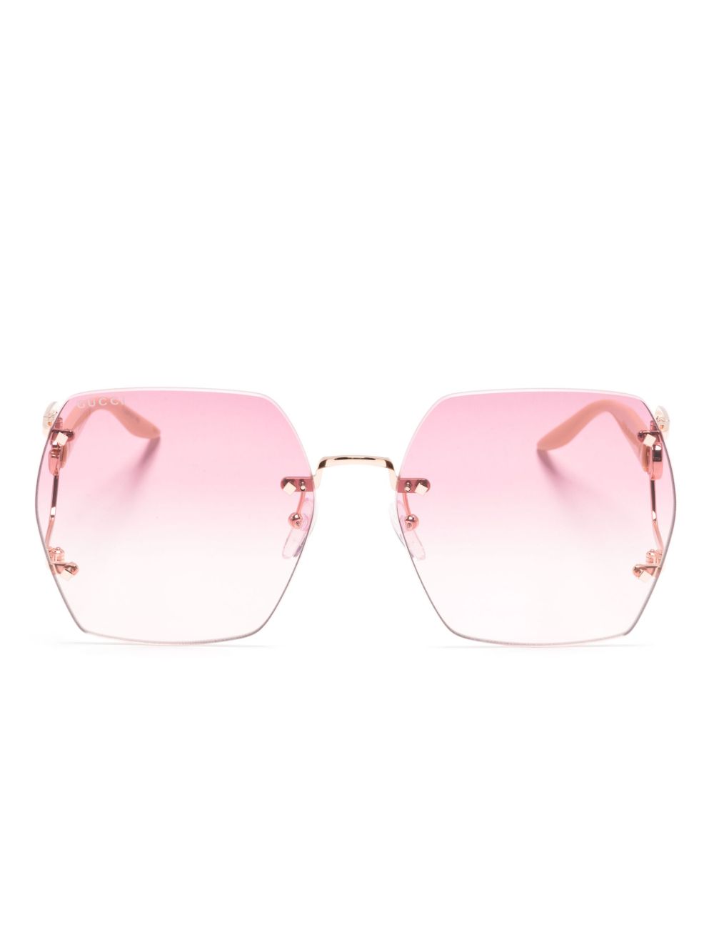 Gucci Eyewear Double G 几何形镜框太阳眼镜 - 中性色