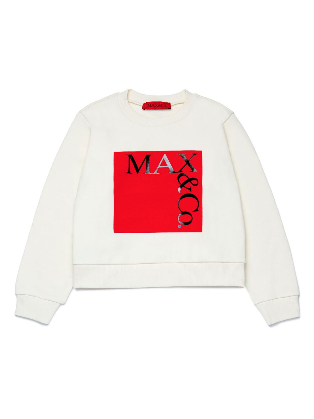 MAX&Co. Kids logo印花棉卫衣 - 白色