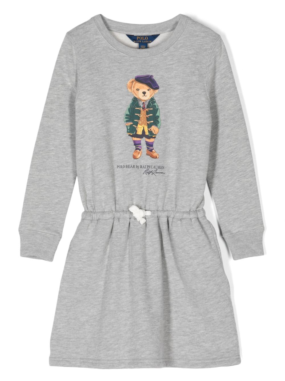 POLO RALPH LAUREN KIDS Polo Bear 印花迷你连衣裙 - 灰色