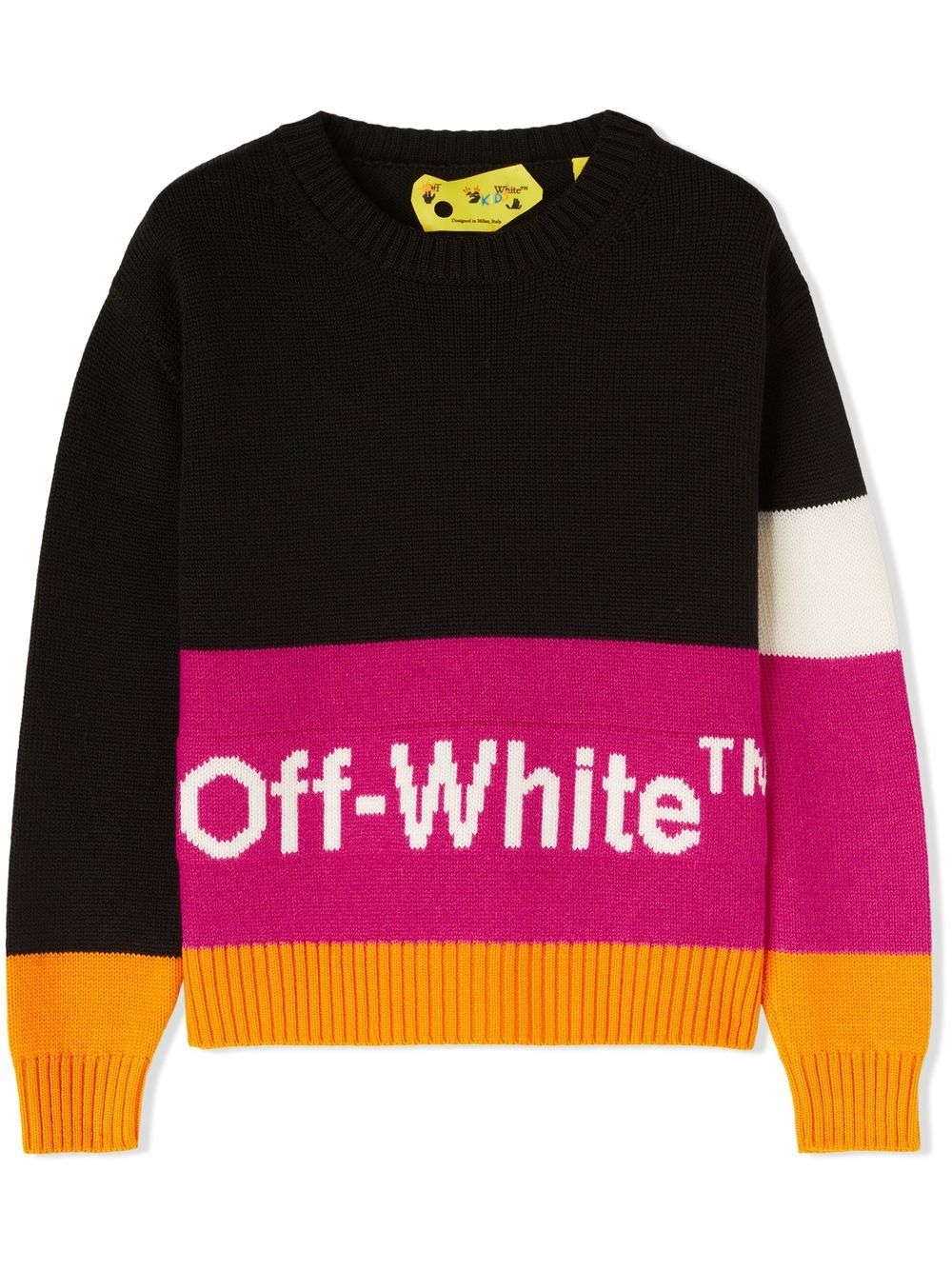 Off-White Kids 拼色圆领毛衣 - 黑色