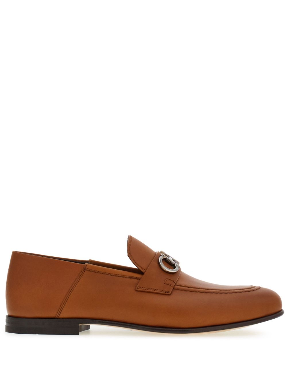 Ferragamo Gancini 标牌皮质乐福鞋 - 褐色