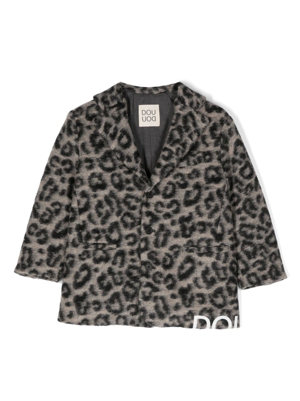 Douuod Kids leopard-print wool-blend blazer - 中性色