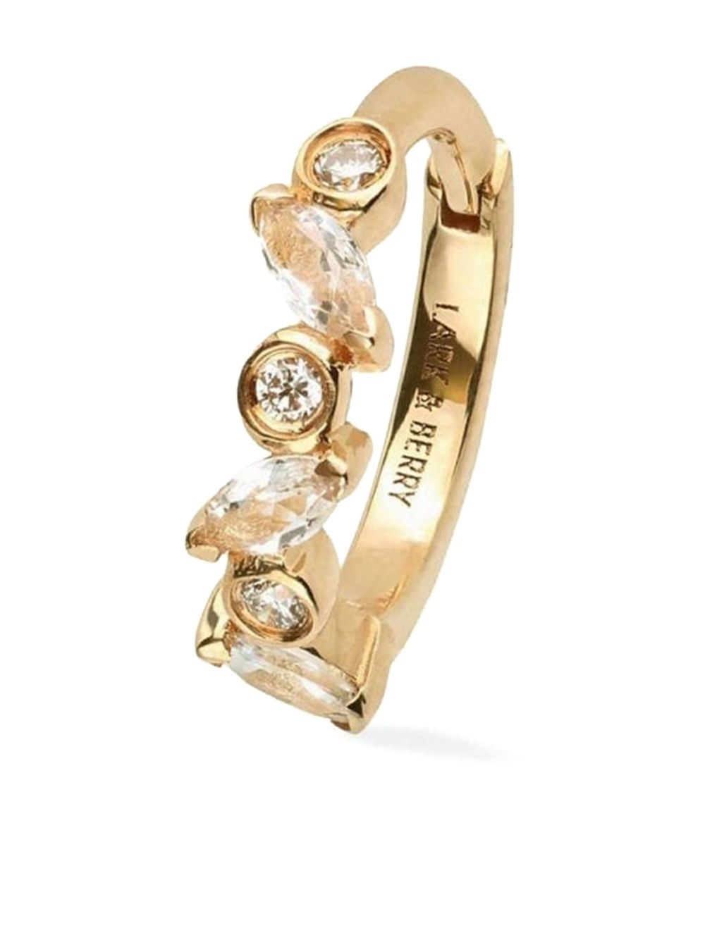 Lark & Berry 14K黄金中号 Veto 钻石蓝宝石圈形耳环 - 金色