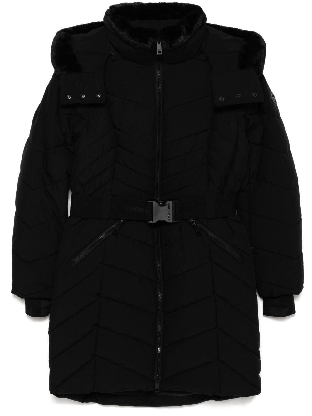 Michael Michael Kors Chevron 3/4 束腰潜水面料外套 - 黑色