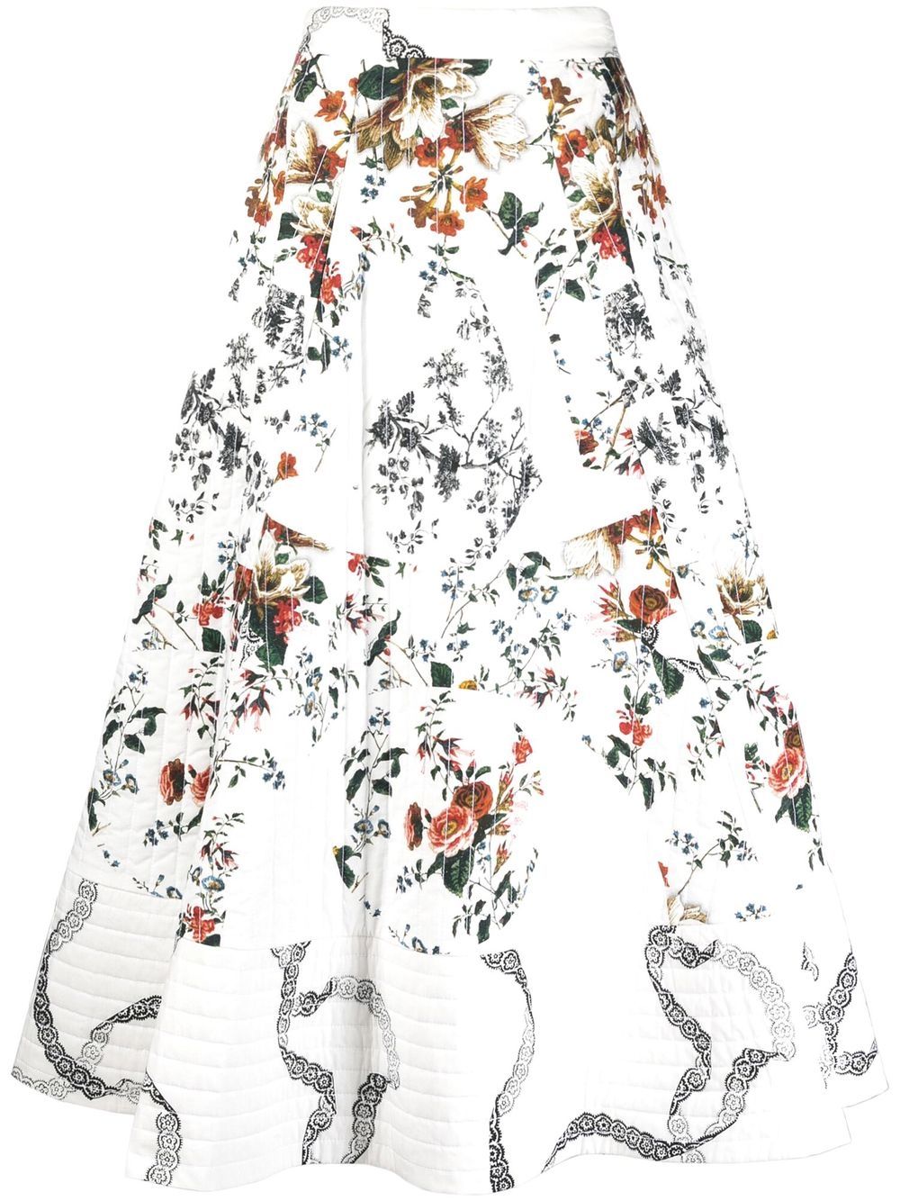 ERDEM Judith 花卉超长半身裙 - 白色