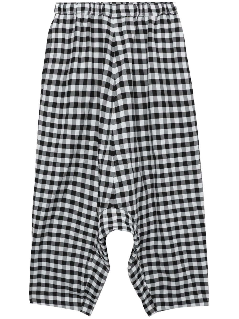 Black Comme Des Garçons 方格印花垮裤 - 黑色