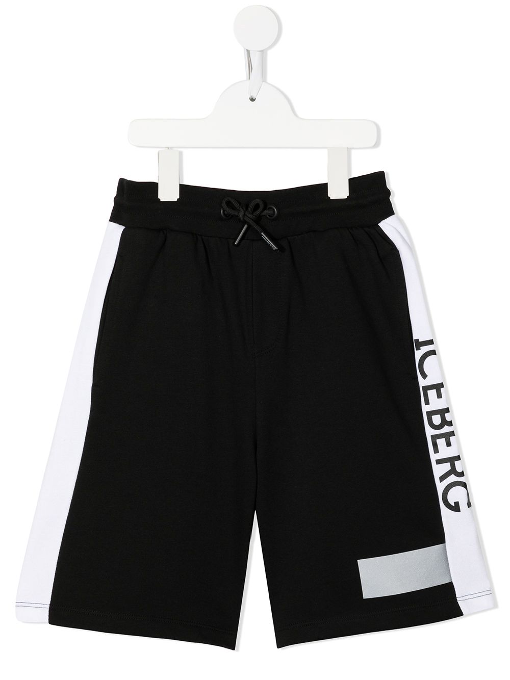 Iceberg Kids logo印花抽绳短裤 - 黑色