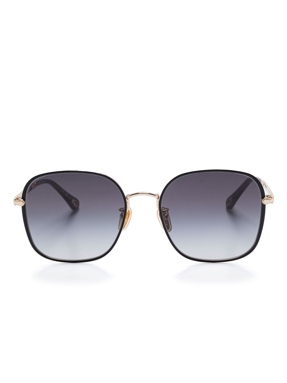 Chloé Eyewear 超大镜框太阳眼镜 - 金色