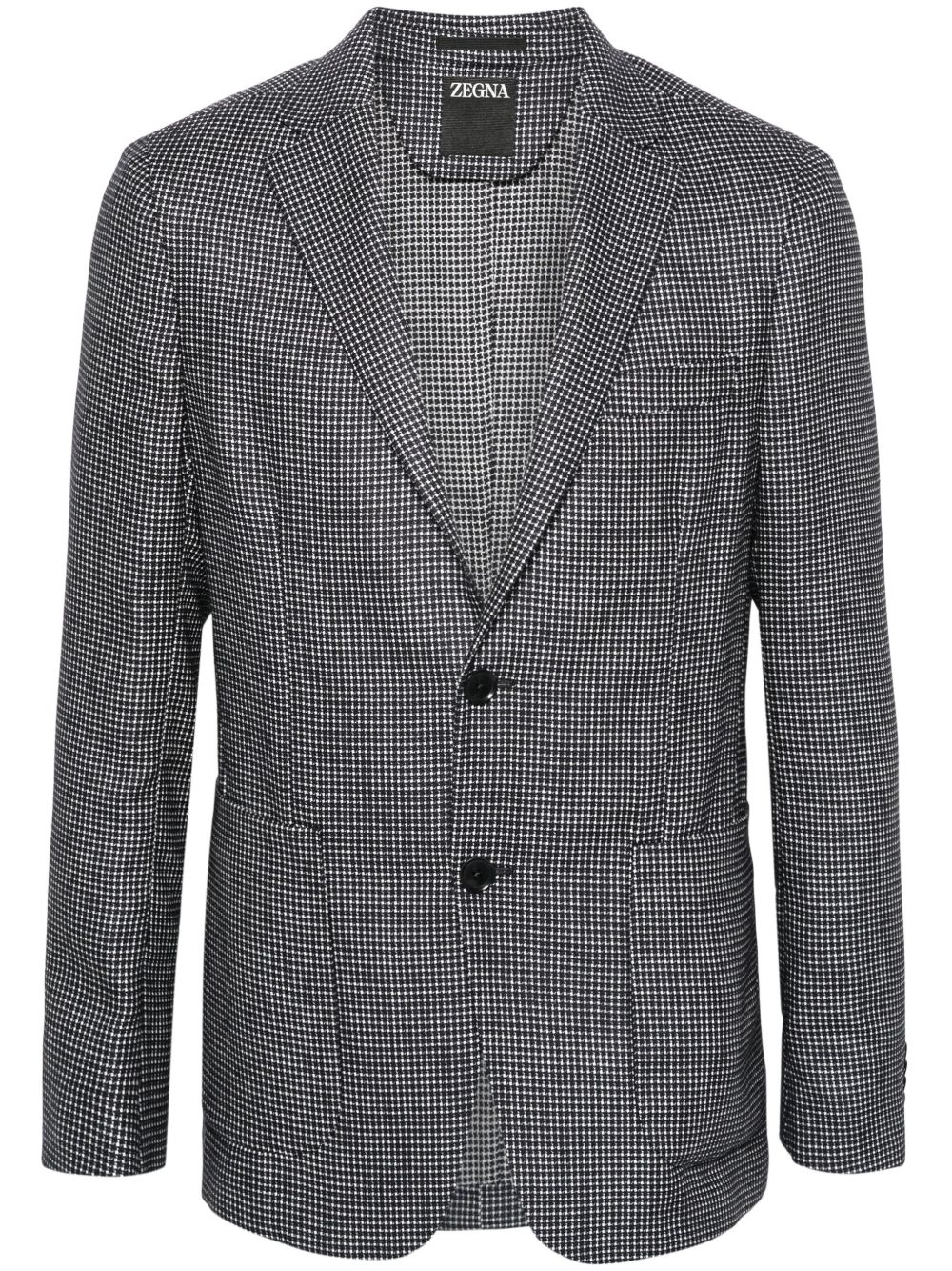 Zegna 图案单排扣西装夹克 - 蓝色