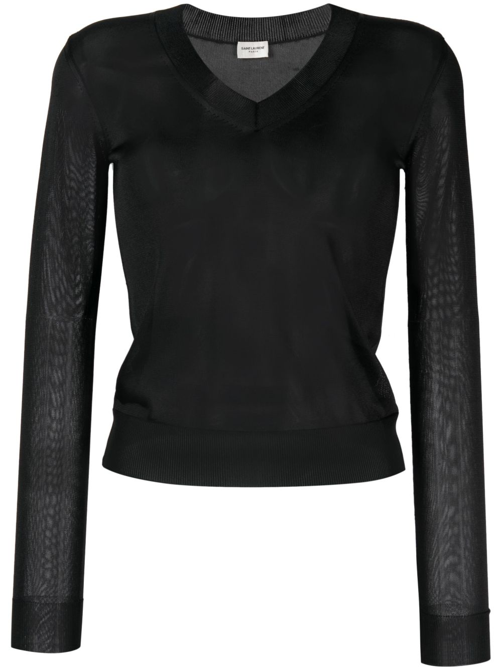 Saint Laurent 半透明针织上衣 - 黑色
