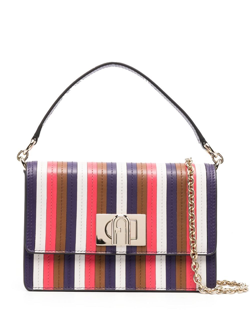 Furla 1927 系列条纹细节手提包 - 褐色