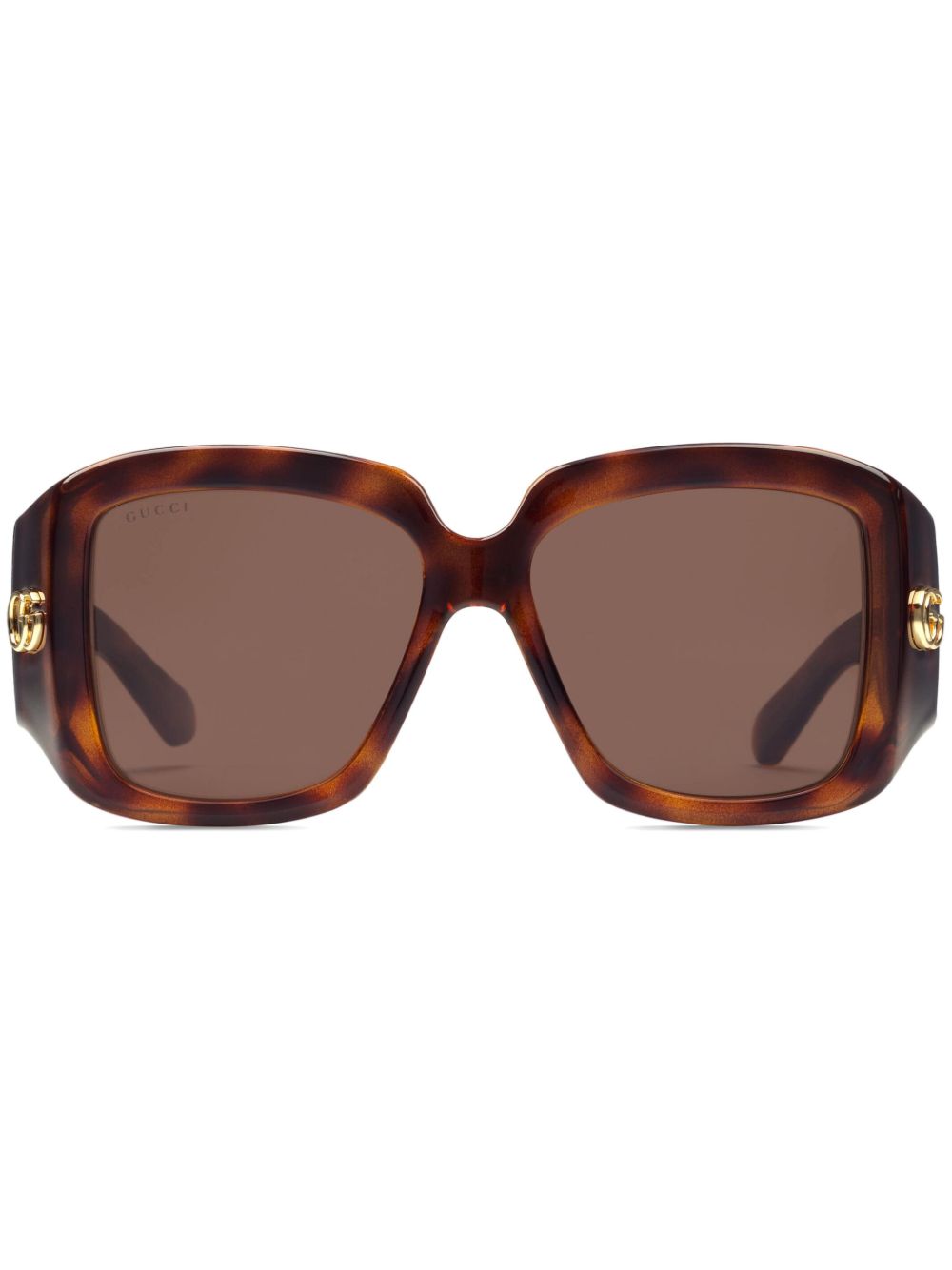 Gucci Eyewear logo标牌玳瑁纹太阳眼镜 - 褐色