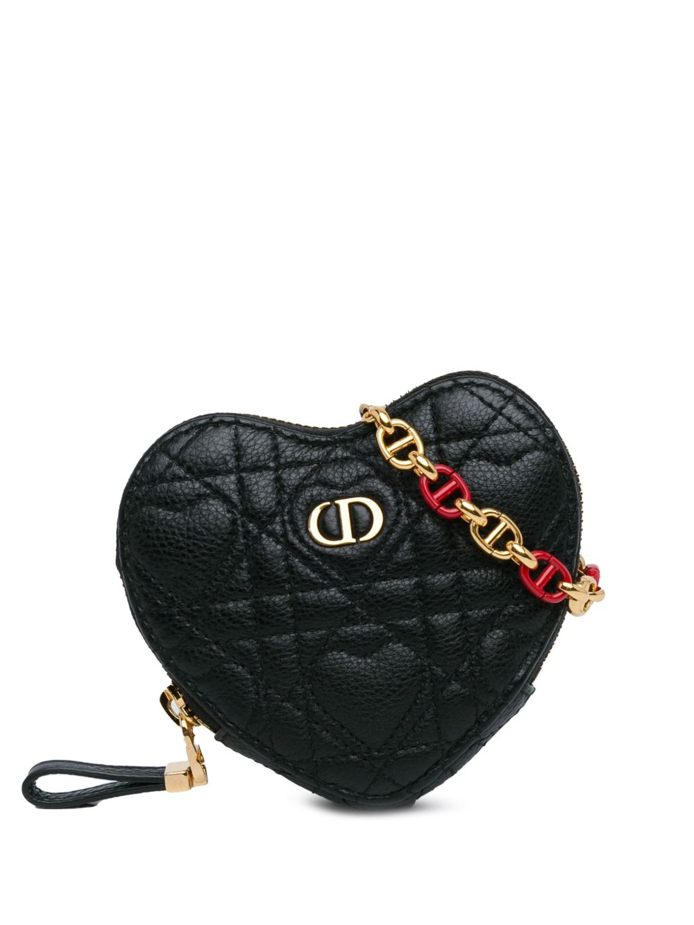 Christian Dior Pre-Owned DiorAmour Caro Heart Pouch with Chain 斜挎包（2021年典藏款） - 黑色