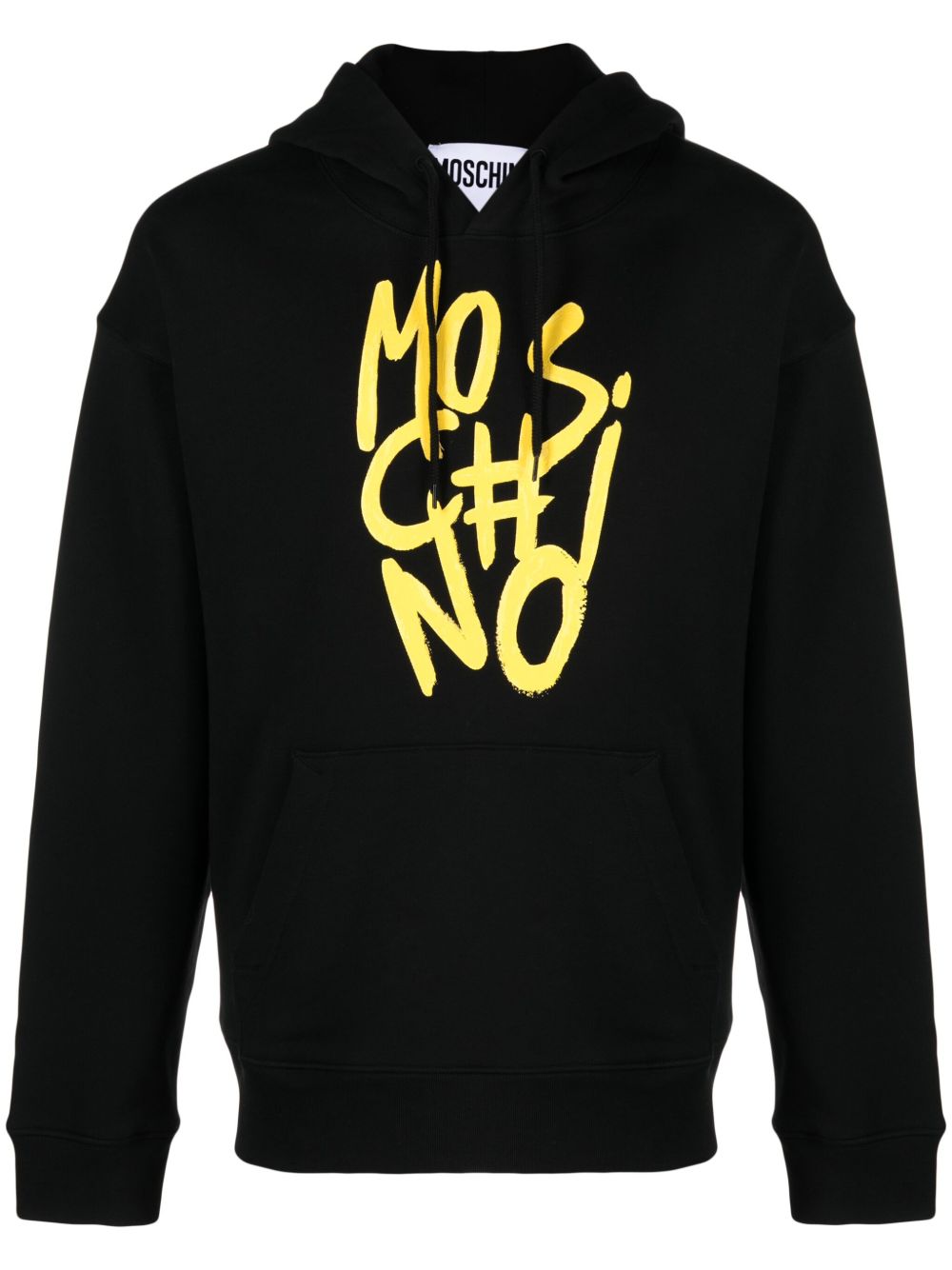 Moschino logo印花棉连帽衫 - 黑色