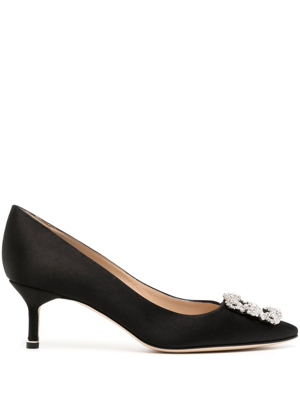Manolo Blahnik Hangisi 晶饰扣环中跟鞋 - 黑色