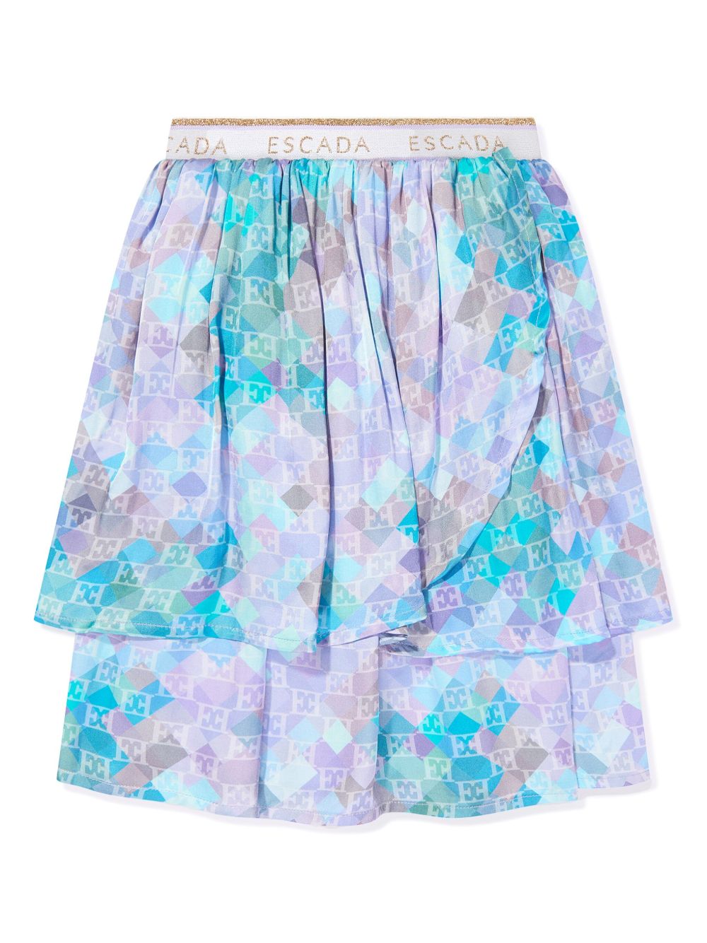 Escada Kids 大面积logo印花半身裙 - 蓝色
