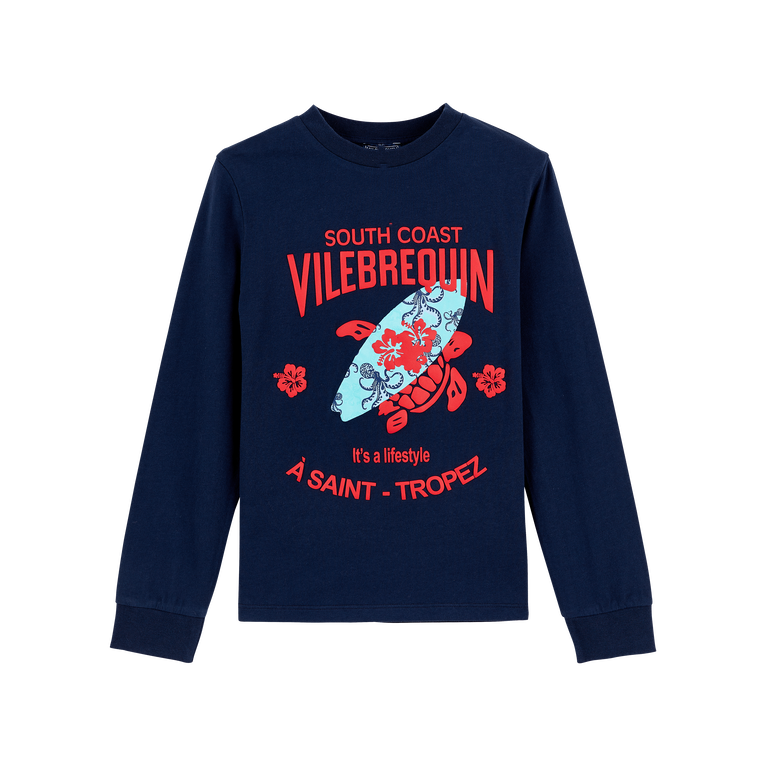 Vilebrequin Boys Organic Cotton T-shirt Logo - Gerome - Blue - Size 4