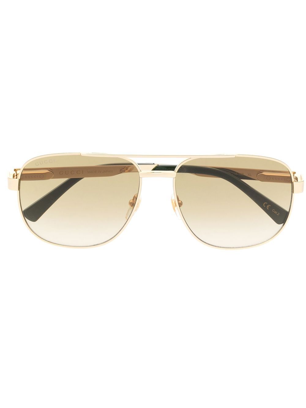 Gucci Eyewear logo雕刻飞行员镜框太阳眼镜 - 金色