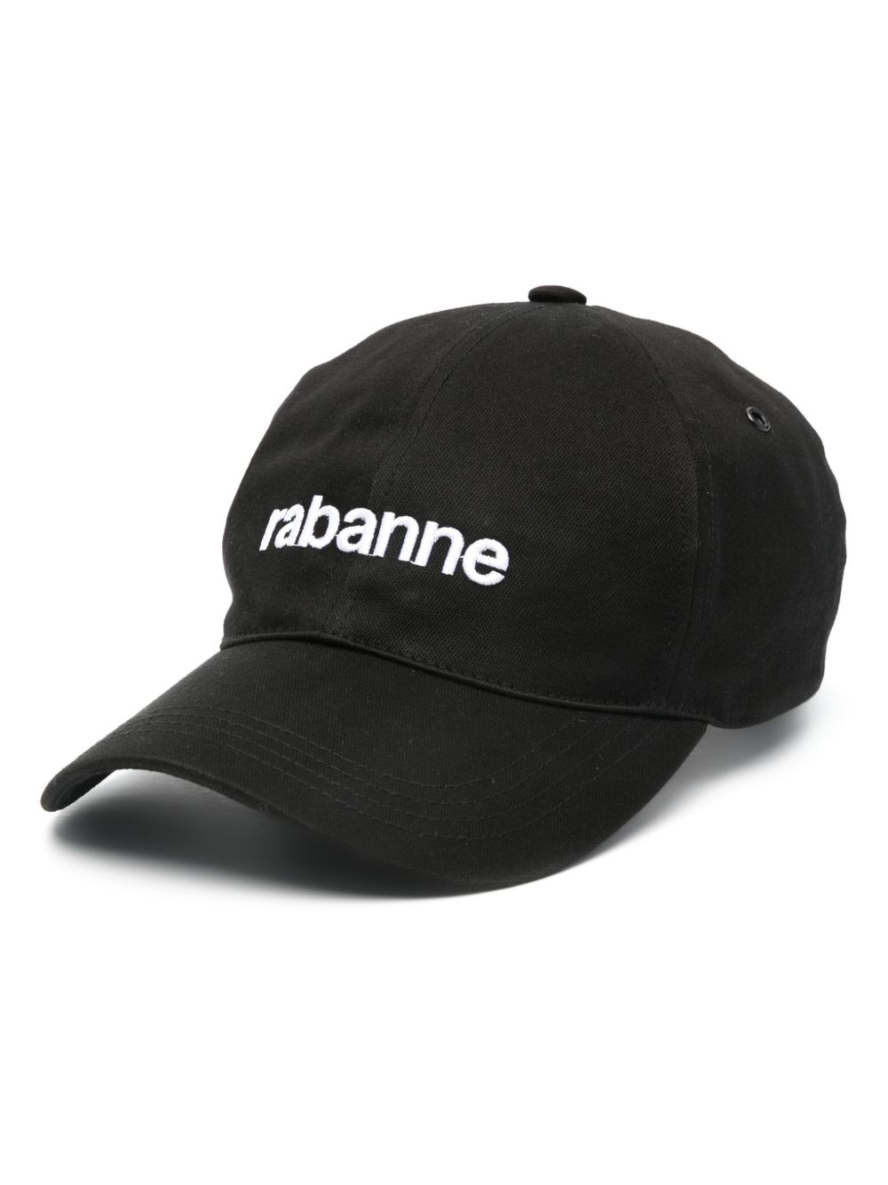 Rabanne logo刺绣棉棒球帽 - 黑色