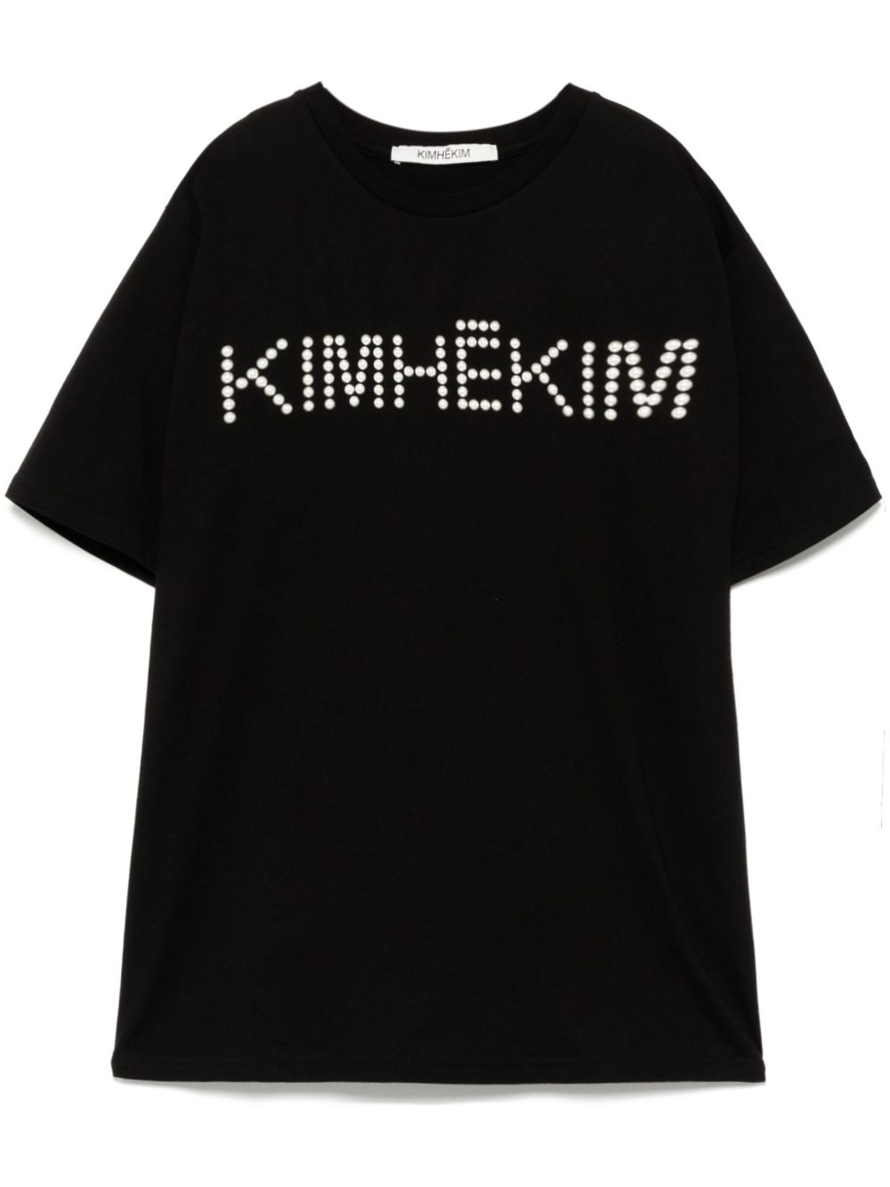 Kimhekim 人造珍珠缀饰logoT恤 - 黑色