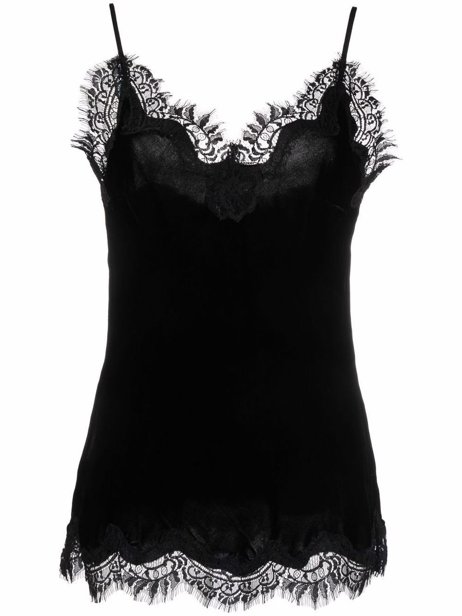 Gold Hawk Lace-Trim Sleeveless Top