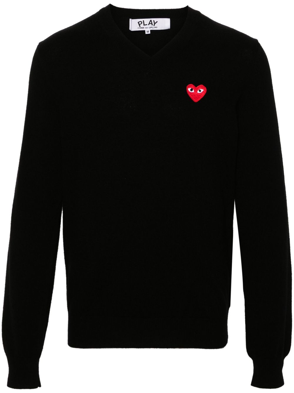 Comme Des Garçons Play Heart 贴花羊毛毛衣 - 黑色