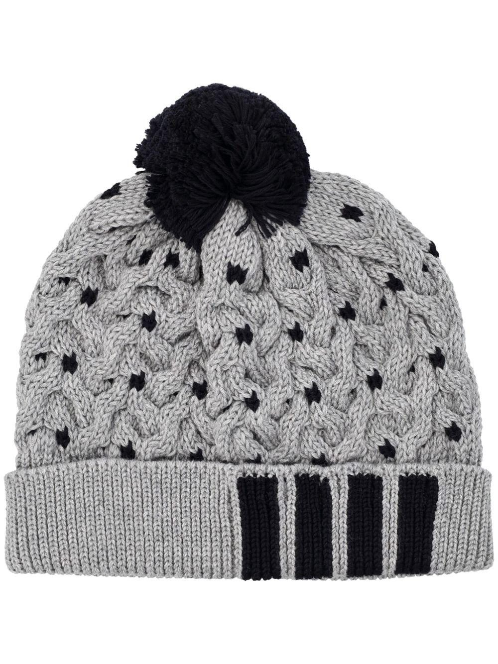 Thom Browne 红白蓝初剪羊毛绒球套头帽 - 灰色
