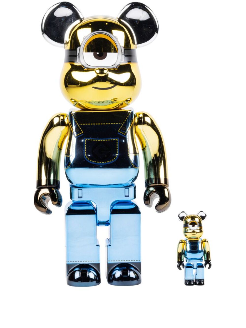 MEDICOM TOY x Minions Stuart Chrome Ver. 100% 和 400% 模型玩具套装 - 蓝色