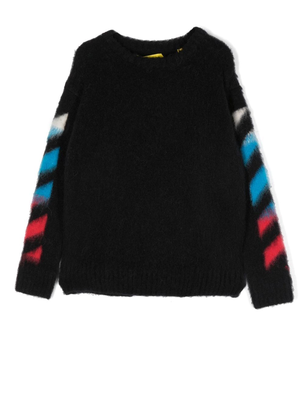 Off-White Kids logo印花羊毛混纺毛衣 - 黑色