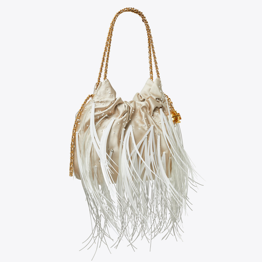 Tory Burch Mini Fleming Feather Hobo Bag
