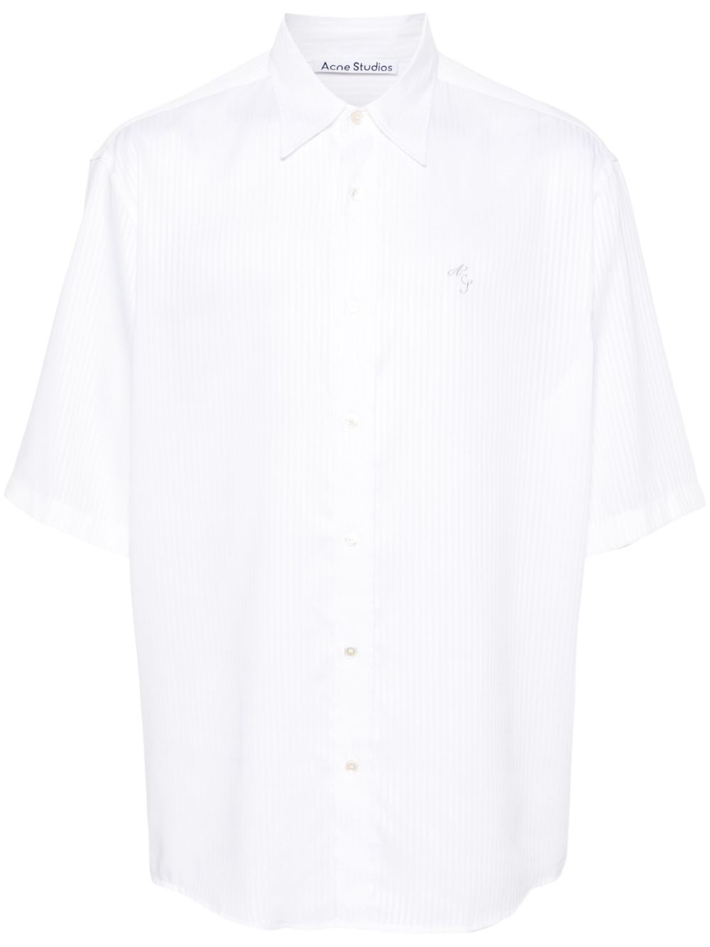 Acne Studios logo刺绣条纹衬衫 - 白色