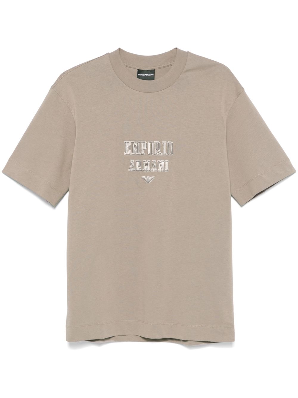 Emporio Armani logo刺绣T恤 - 褐色