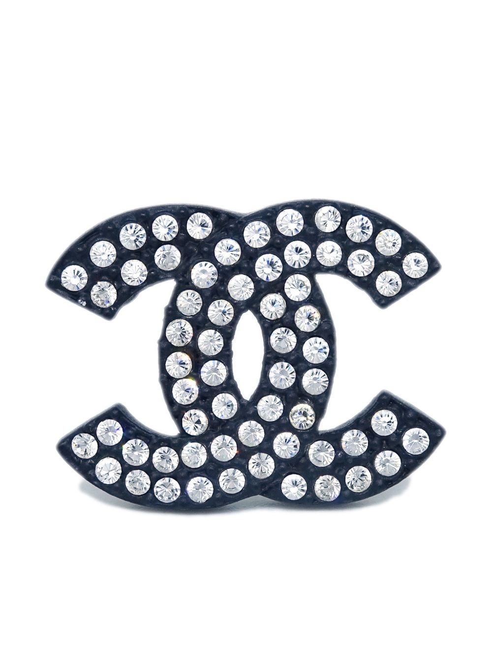 CHANEL Pre-Owned CC 晶饰胸针（2002年典藏款） - 黑色