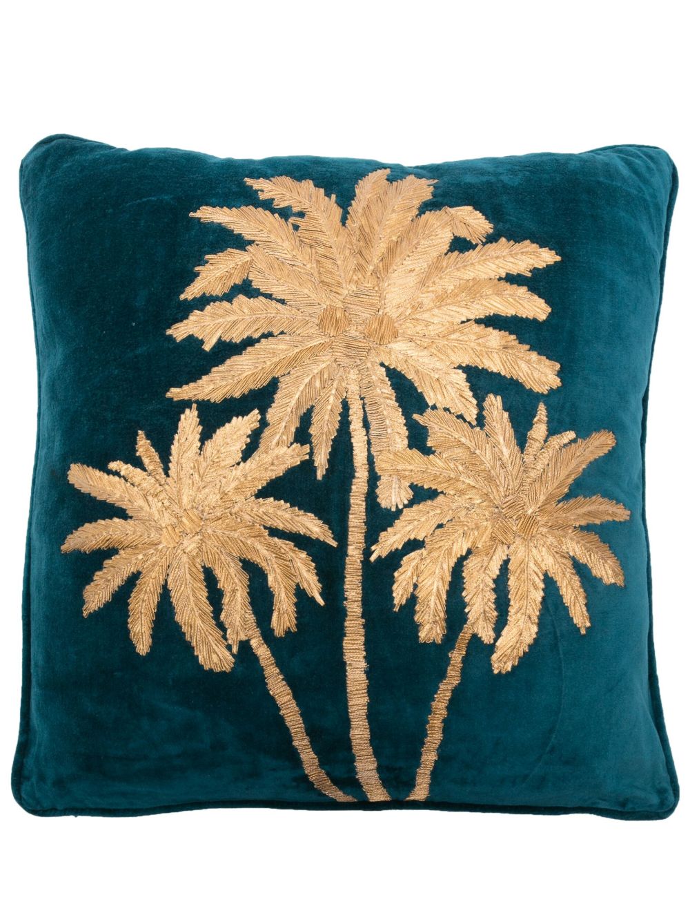 Les-Ottomans x Browns Embroidered Palms 丝绒抱枕（50厘米 x 50厘米） - 蓝色