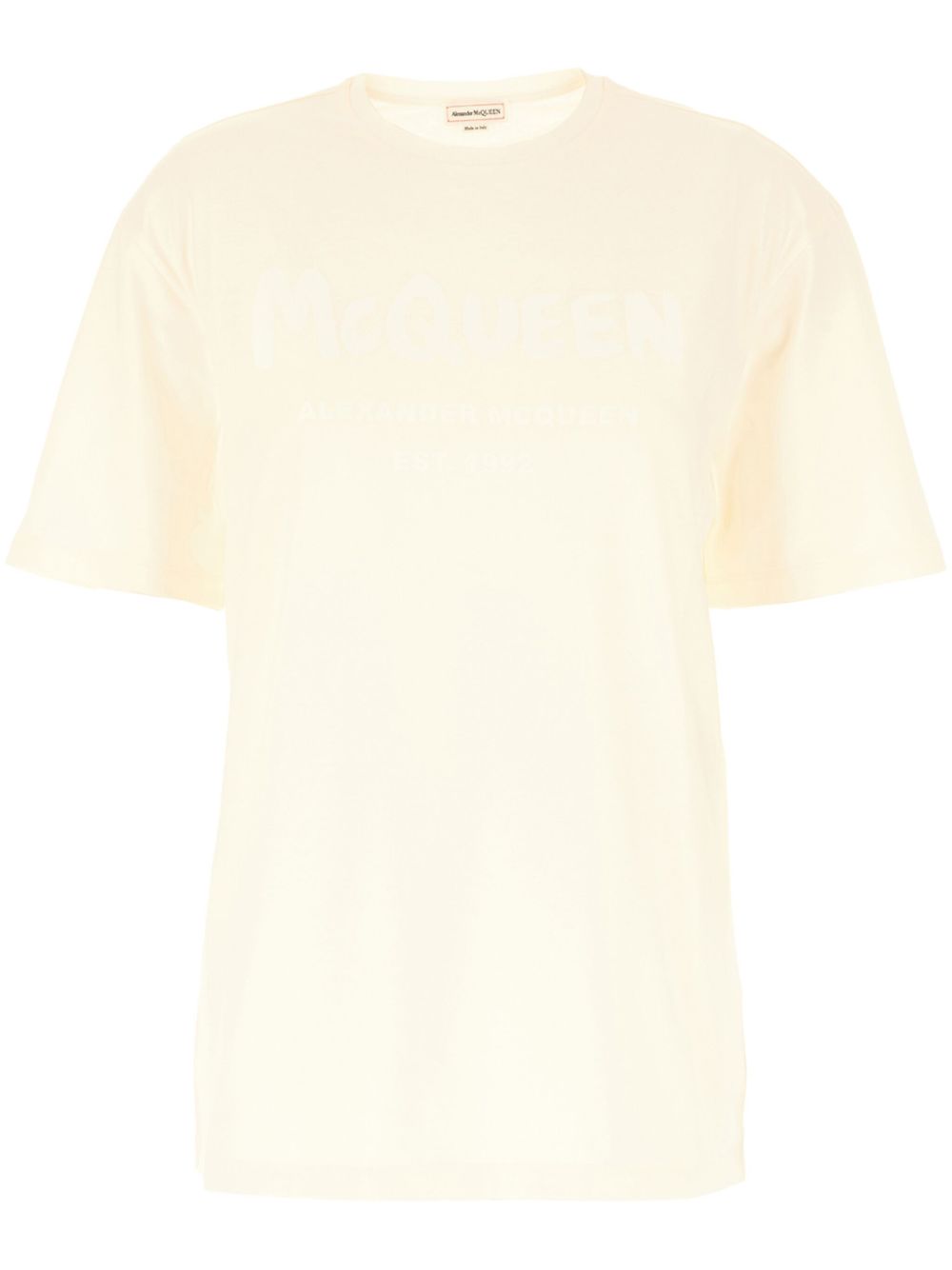Alexander McQueen logo印花棉T恤 - 白色
