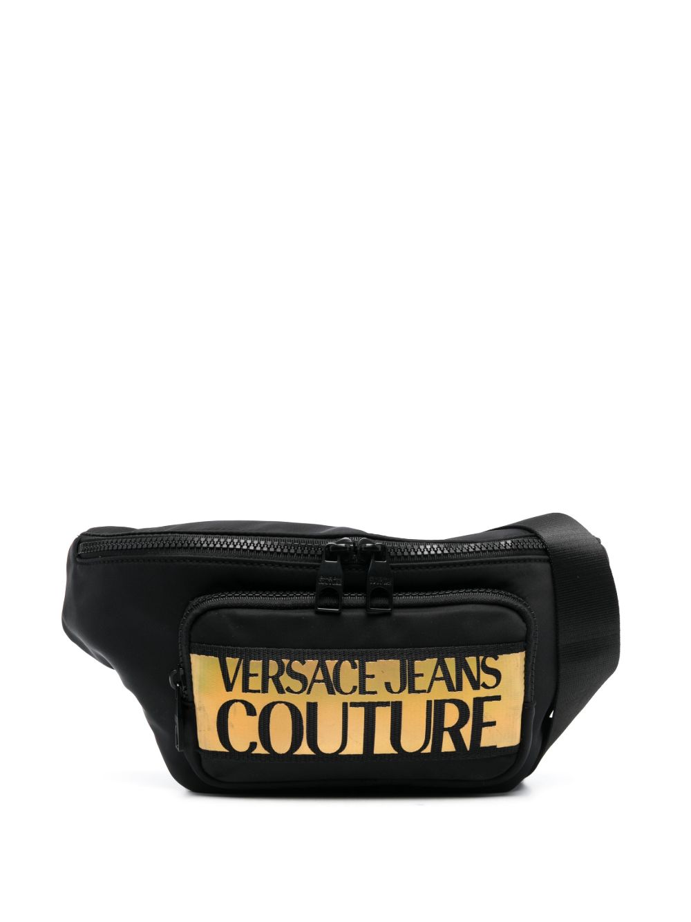 Versace Jeans Couture logo印花拉链腰包 - 黑色