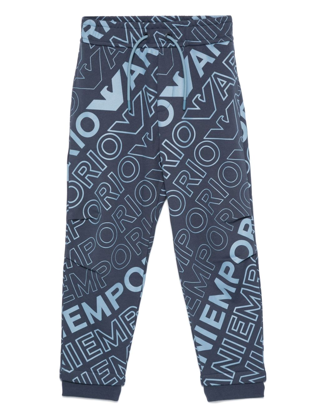 Emporio Armani Kids logo印花长裤 - 蓝色