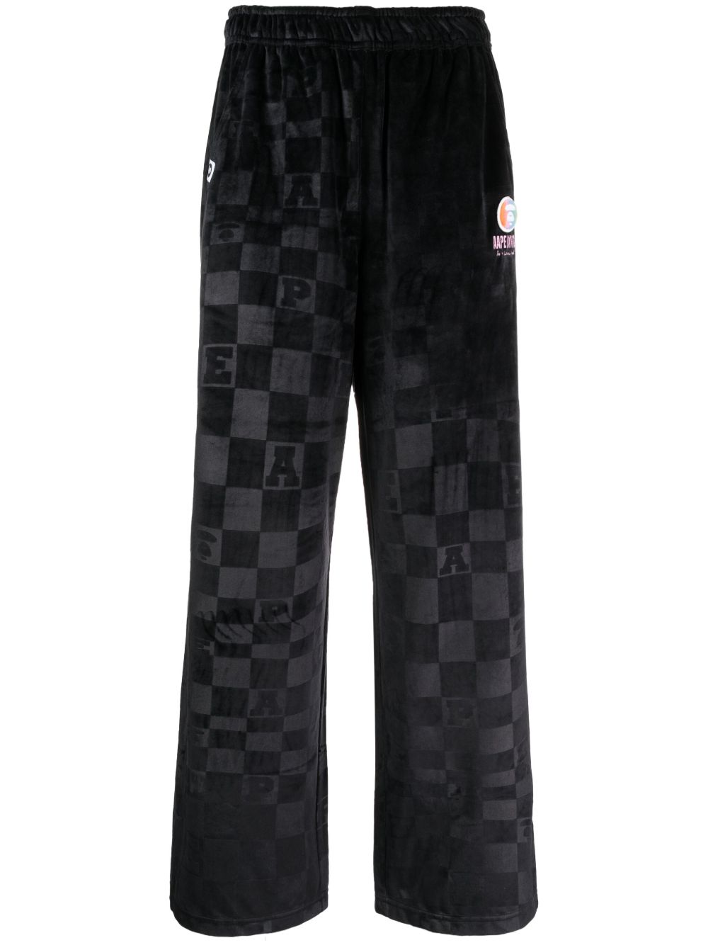 AAPE BY *A BATHING APE® Moonface 贴花格纹运动裤 - 黑色