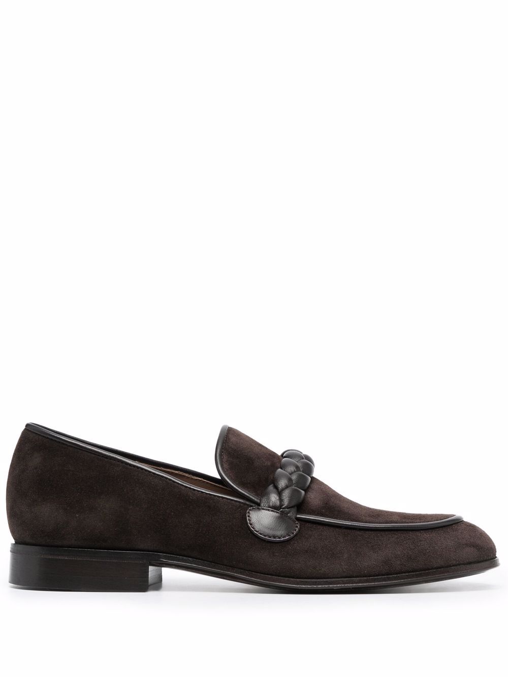Gianvito Rossi Massimo 编织缀饰绒面皮乐福鞋 - 褐色