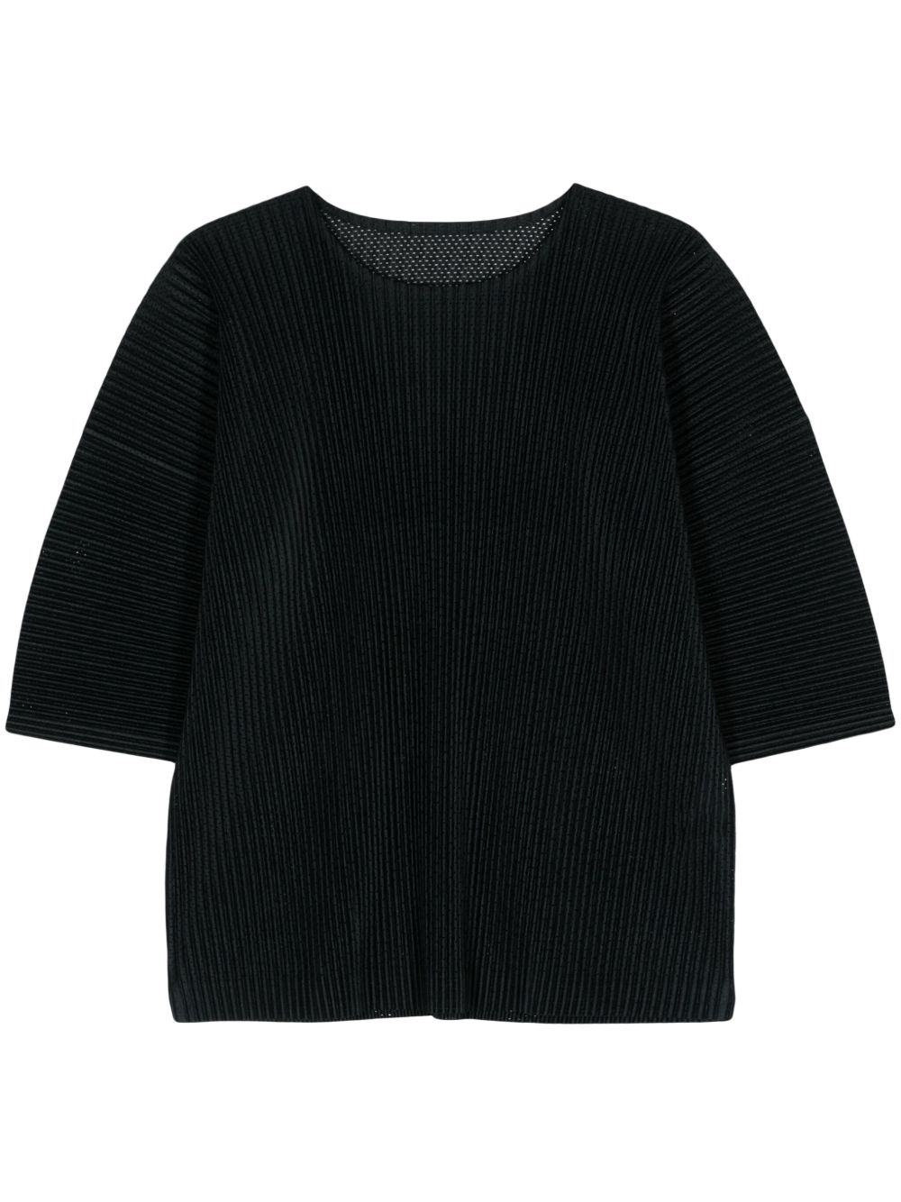 Homme Plissé Issey Miyake Light Mesh 细褶效果T恤 - 黑色