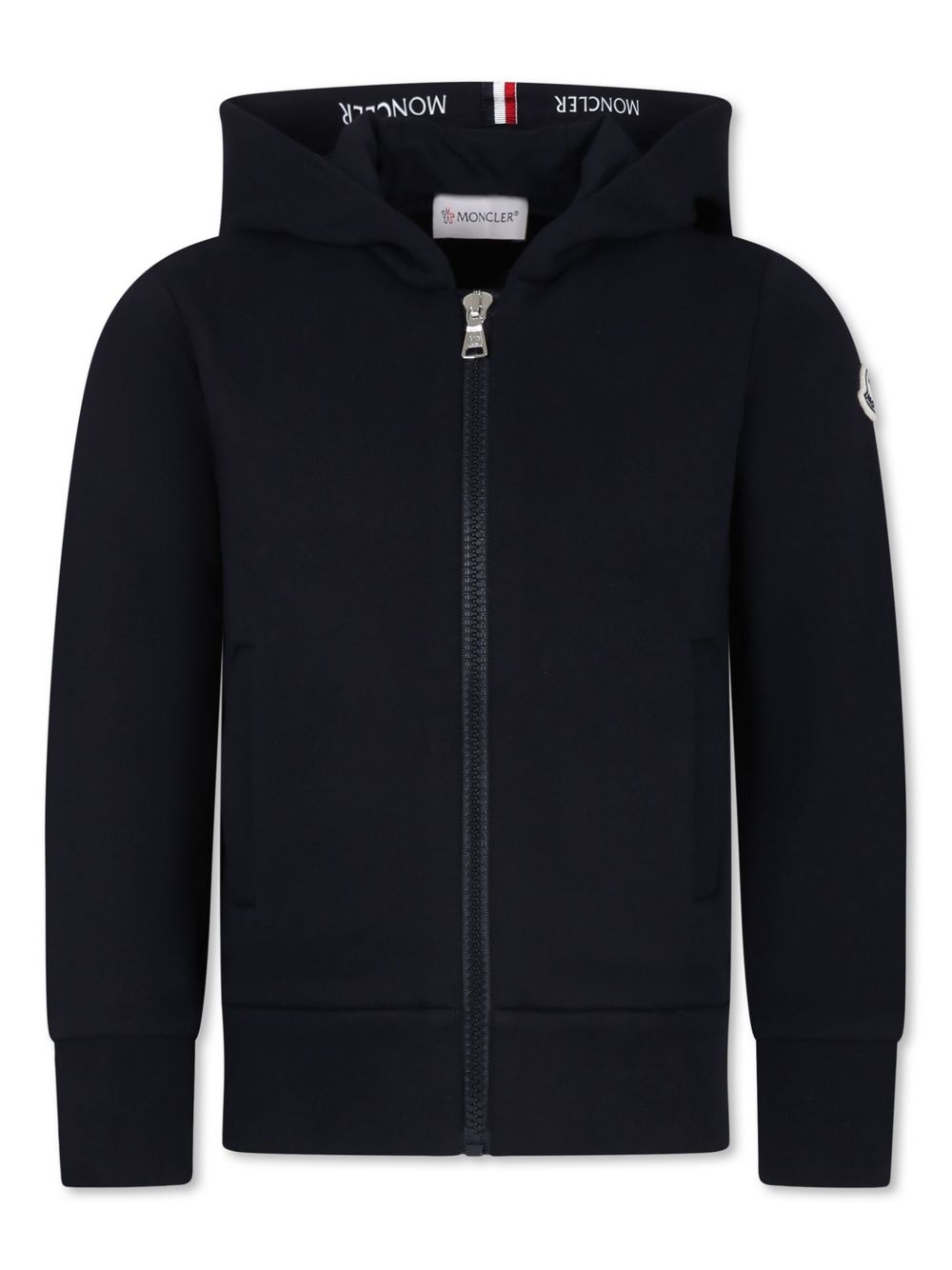 Moncler Enfant 标贴拉链开合连帽衫 - 蓝色