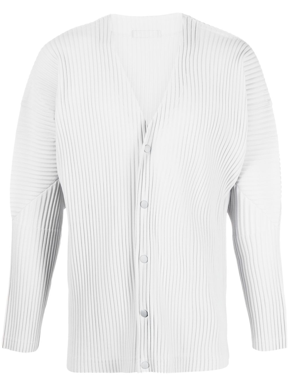 Homme Plissé Issey Miyake V领罗纹开衫 - 灰色