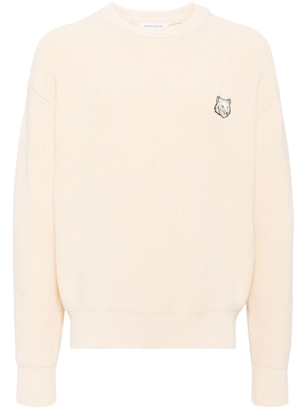Maison Kitsuné 标志性狐狸刺绣针织毛衣 - 中性色
