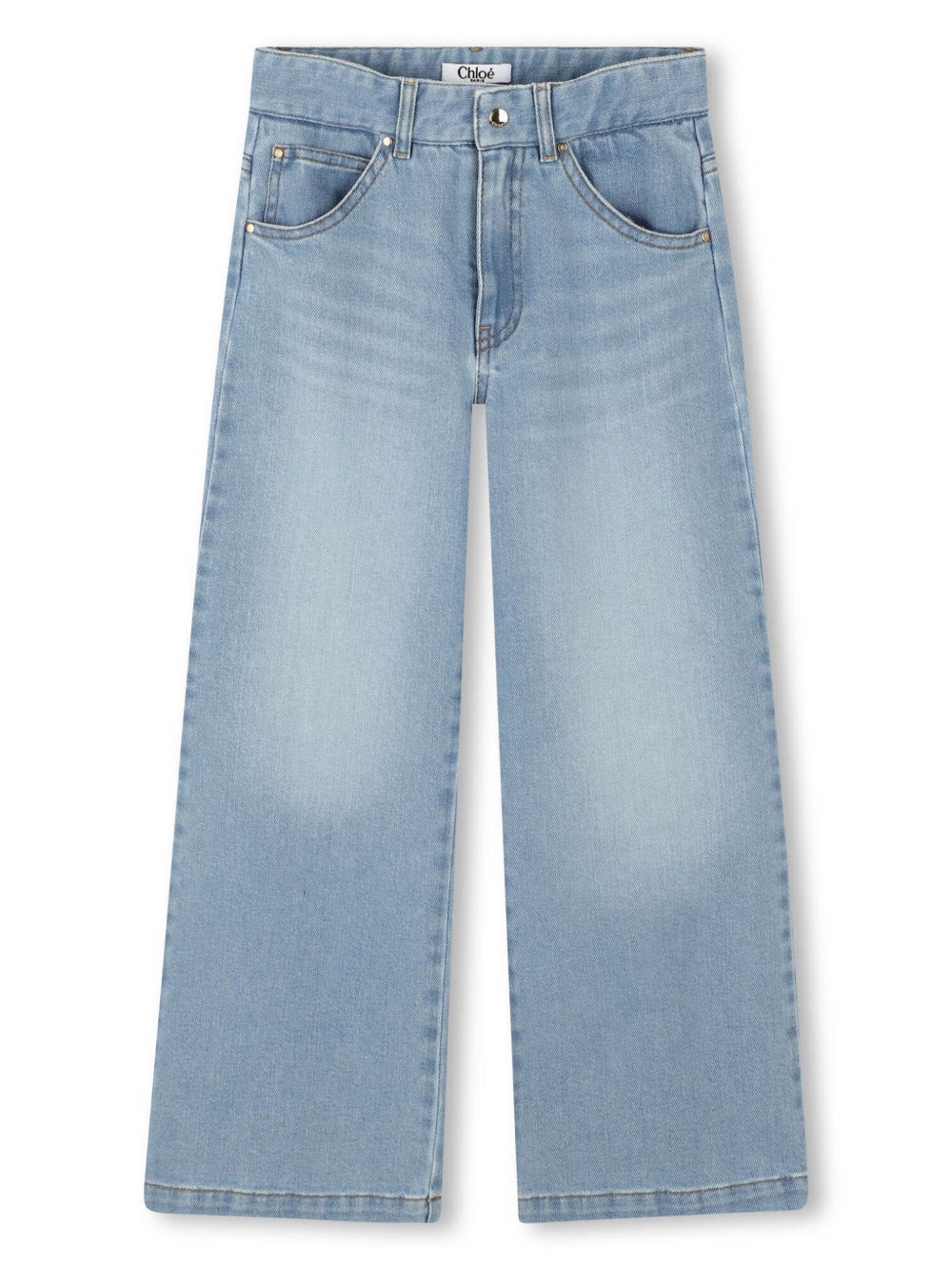 Chloé Kids 标贴牛仔裤 - 蓝色