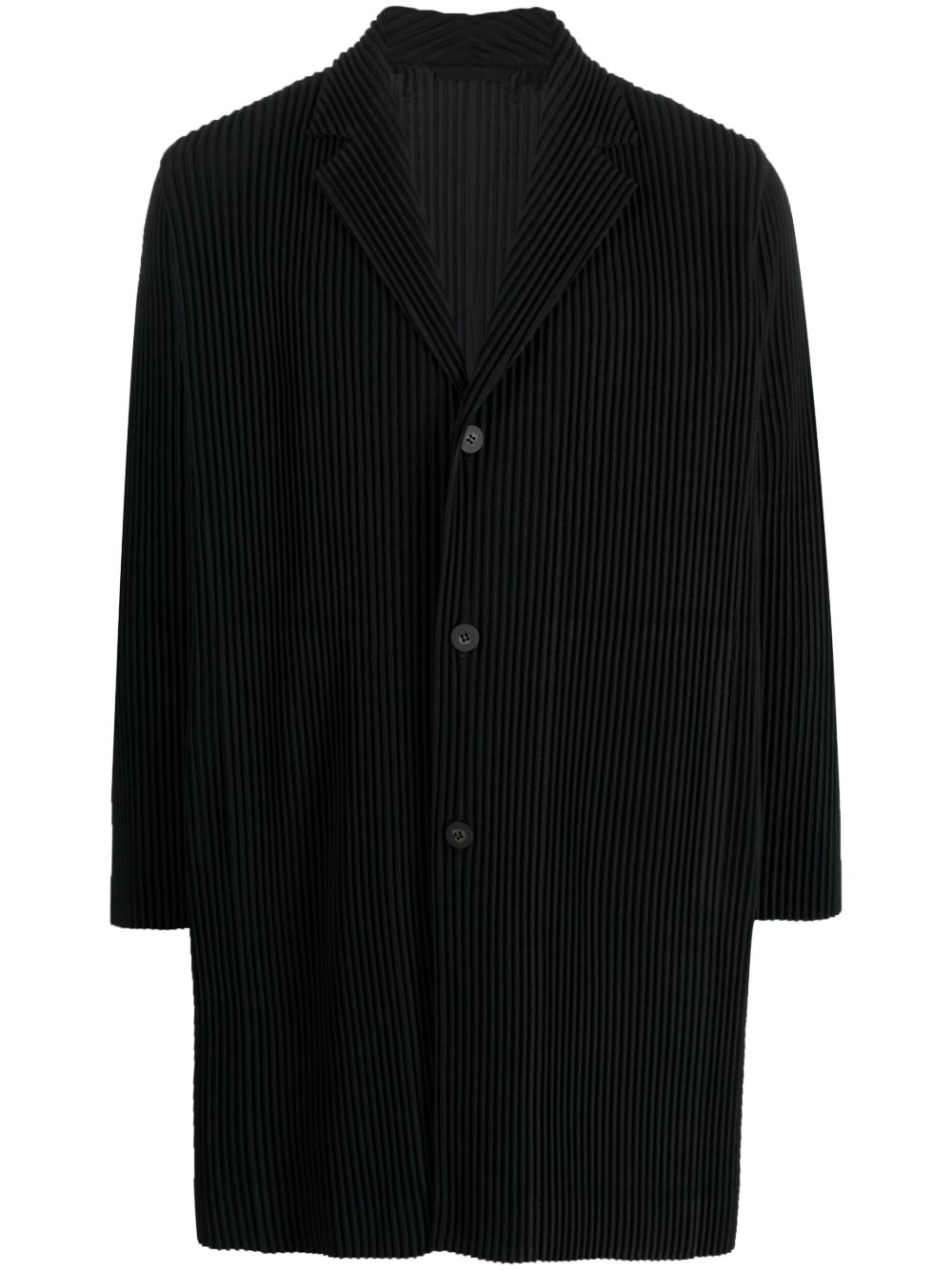 Homme Plissé Issey Miyake 细褶单排扣外套 - 黑色