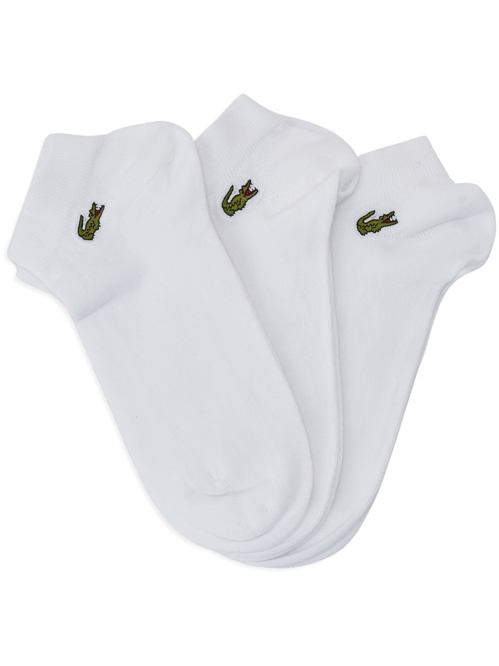 Lacoste logo刺绣针织袜（三双装） - 白色