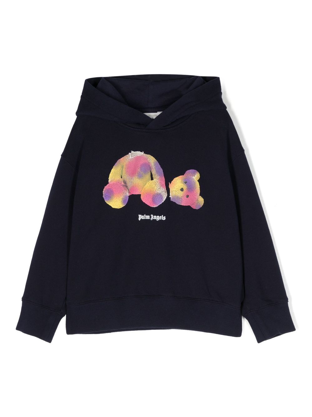 Palm Angels Kids 图案印花棉连帽衫 - 蓝色