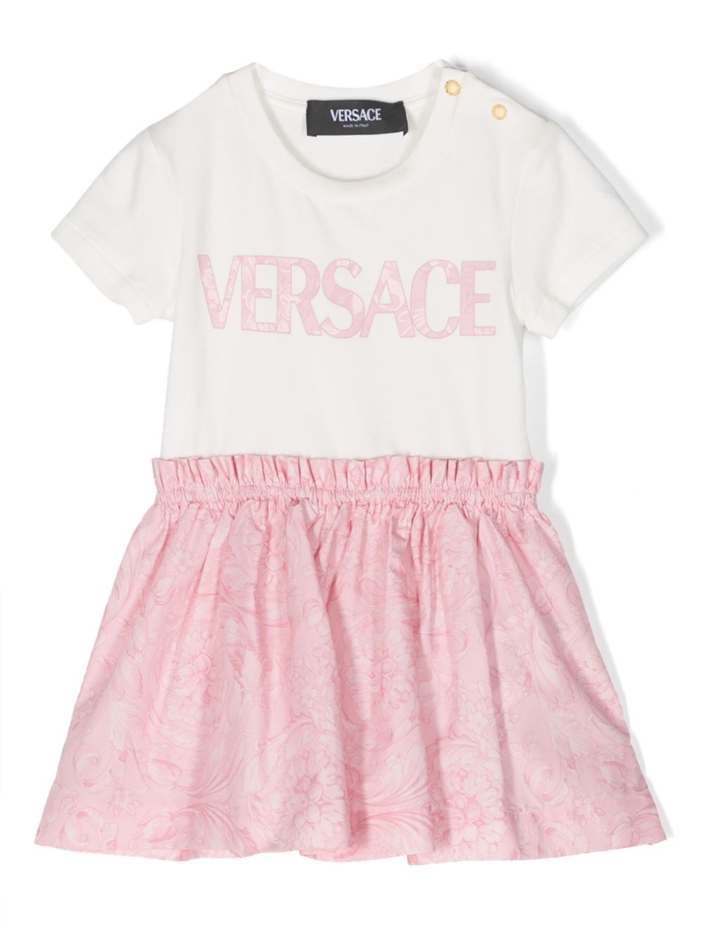 Versace Kids logo印花A字连衣裙 - 白色