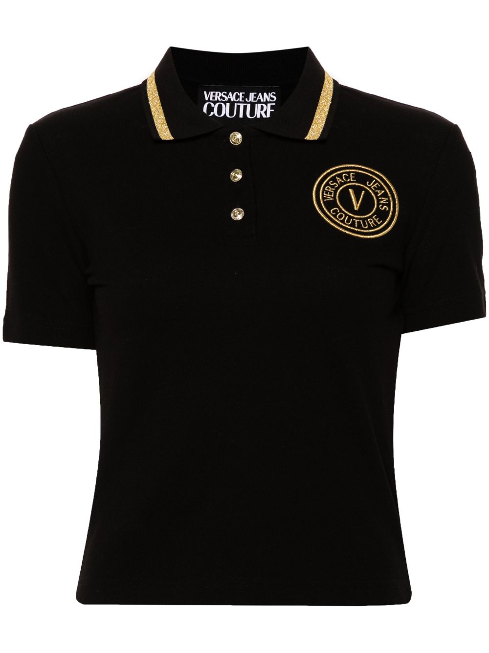 Versace Jeans Couture V-Emblem 珠地布polo衫 - 黑色